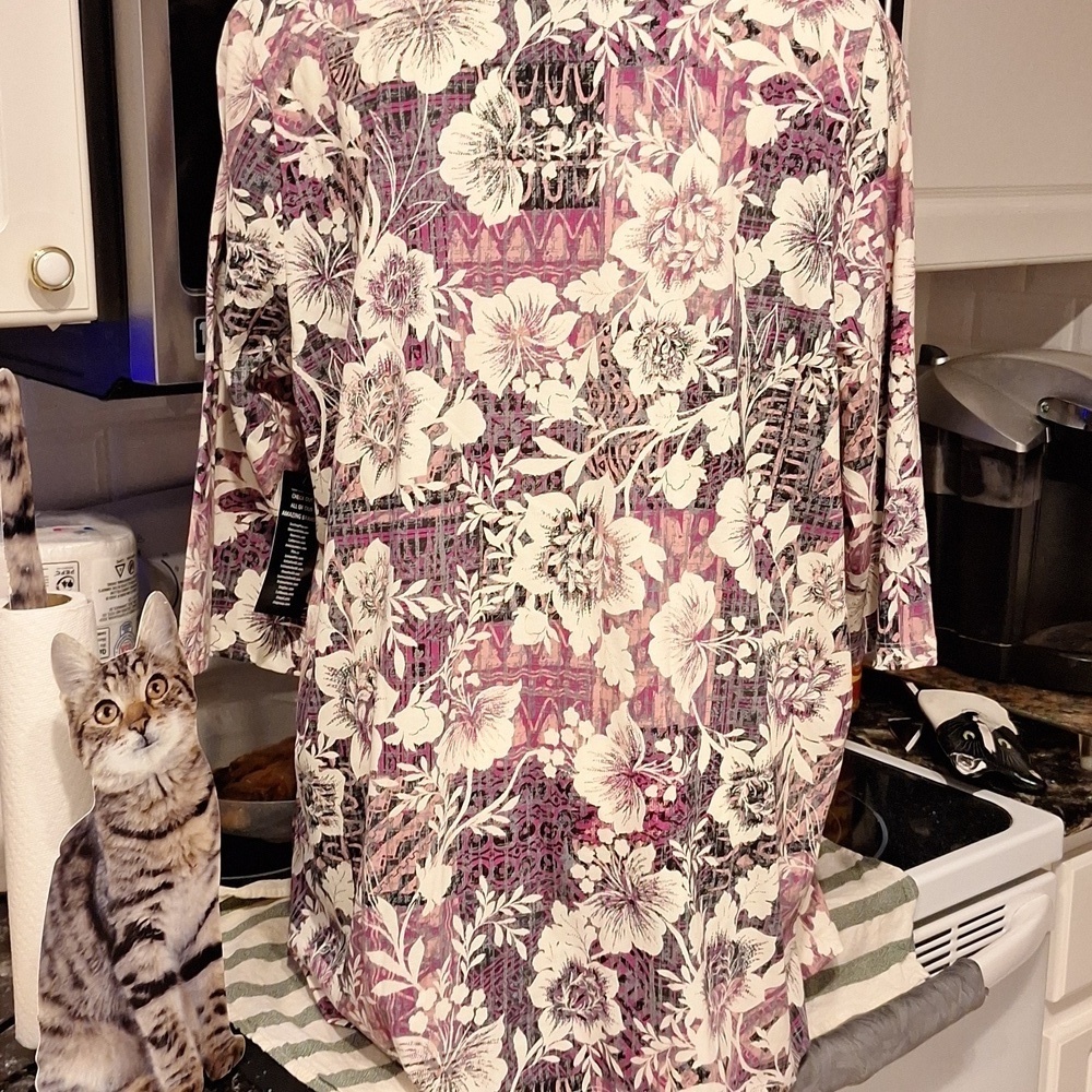 d Woman Within Floral 3/4 Sleeve Plus Size Top 1X (22/24) NWT - Picture 2 of 4